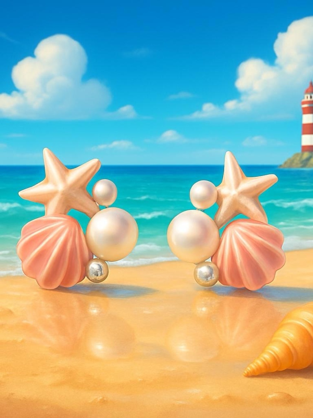 Pink Ocean Shell and Pearl Earrings